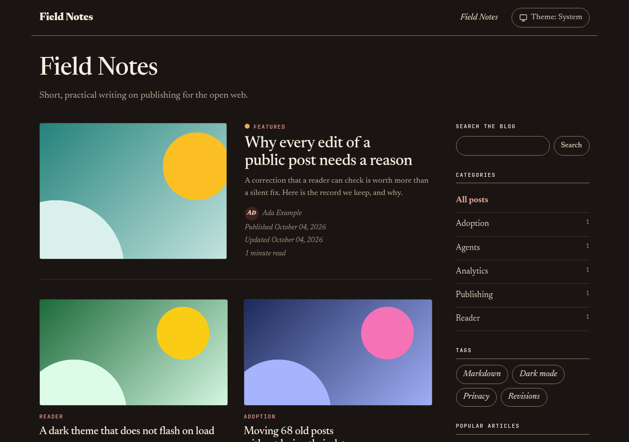 Editorial preset in dark mode
